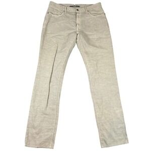 Incotex Chinolino Men Beige Linen Cotton Blend 5-Pocket Pants Size 35 Fits 36x33